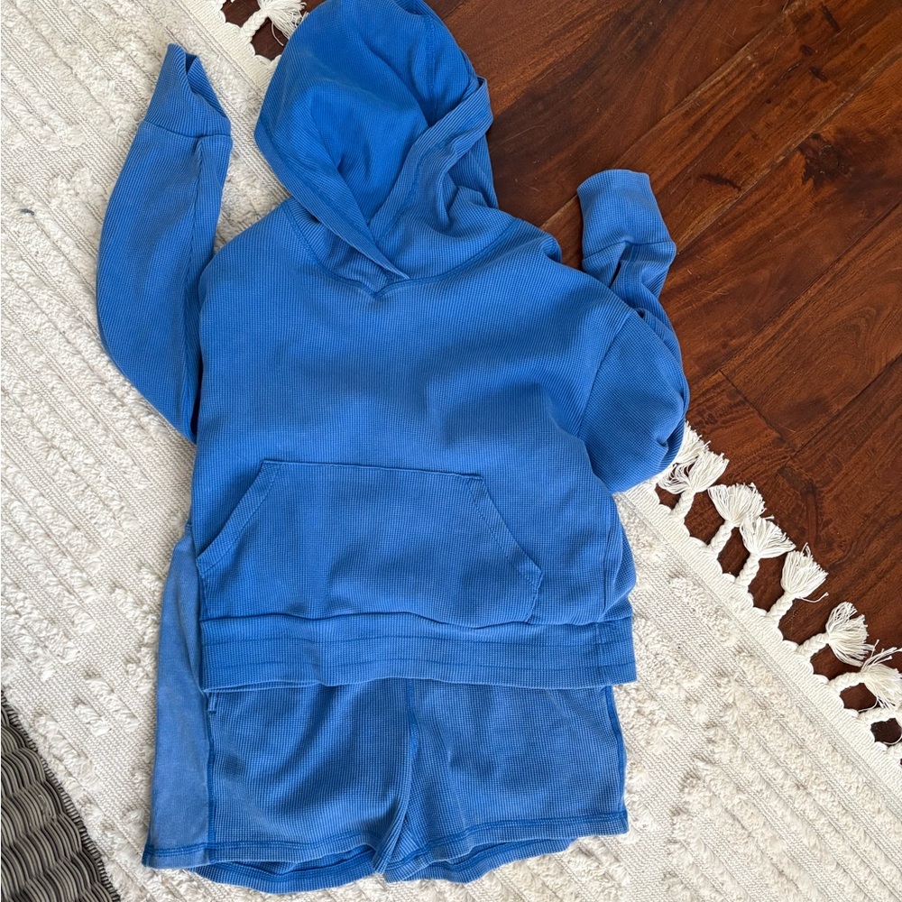 Blue Hoodie and Shorts Set